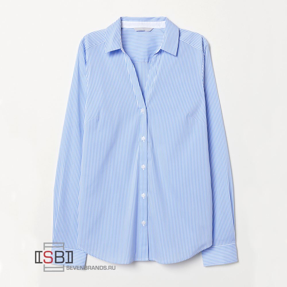 H&M рубашка женская голубая Linen Blend 0928936 3 267014